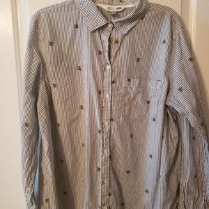 Old Navy Pinstriped Bee Print Button-Up